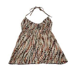 IZ Byer Shirt Womens S Multicolor Polka Dots Strap VNeck Sheer Sleeveless Blouse